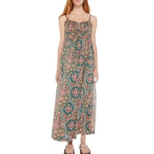 MOTHER The Looking Glass Dress Under the Rug Wash Batik Print Cotton Maxi XS